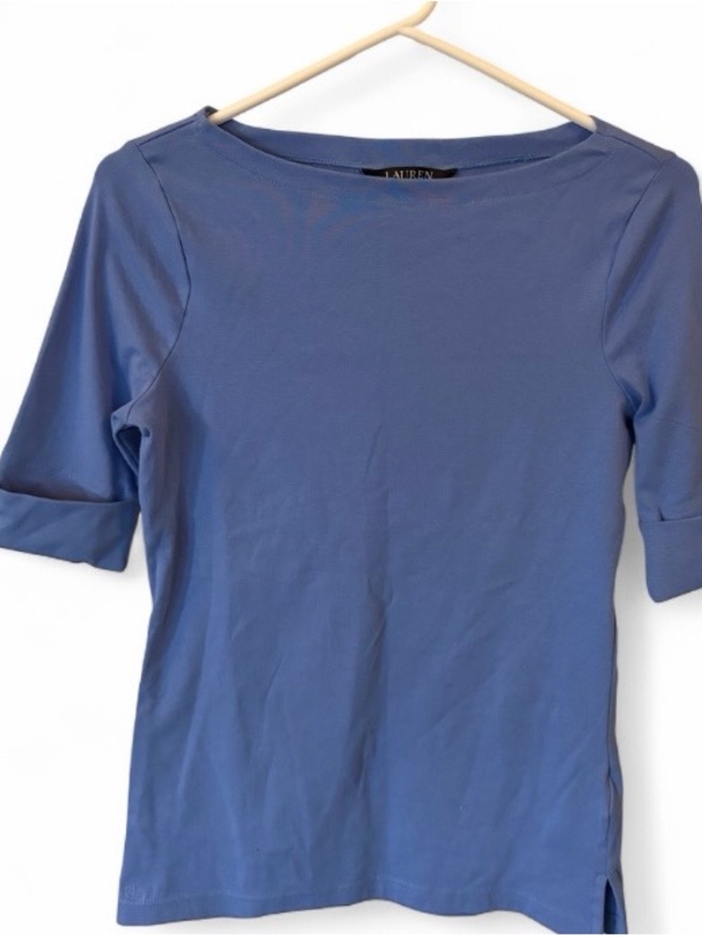 Ralph Lauren Periwinkle Boatneck Elbow-Sleeve Tee